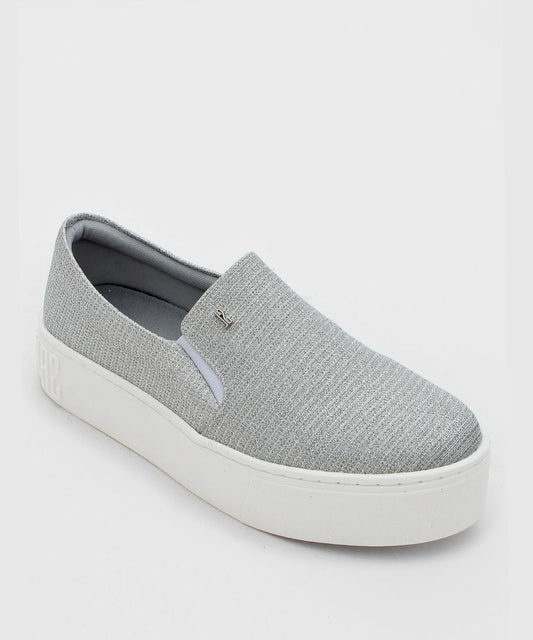 Slip On Santa Lolla Prata Brilho Sola Alta