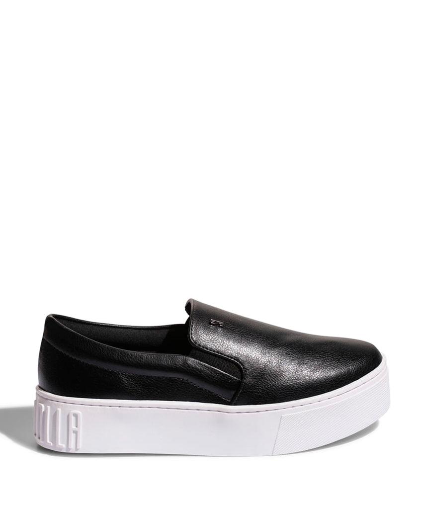 Slip On Santa Lolla Preto Couro Sola Alta
