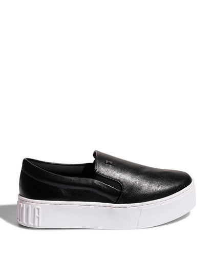 Slip On Santa Lolla Preto Couro Sola Alta