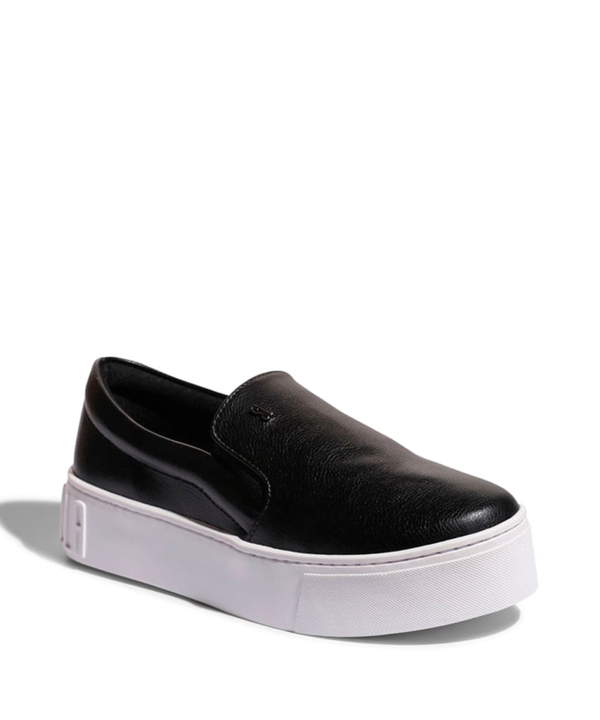 Slip On Santa Lolla Preto Couro Sola Alta