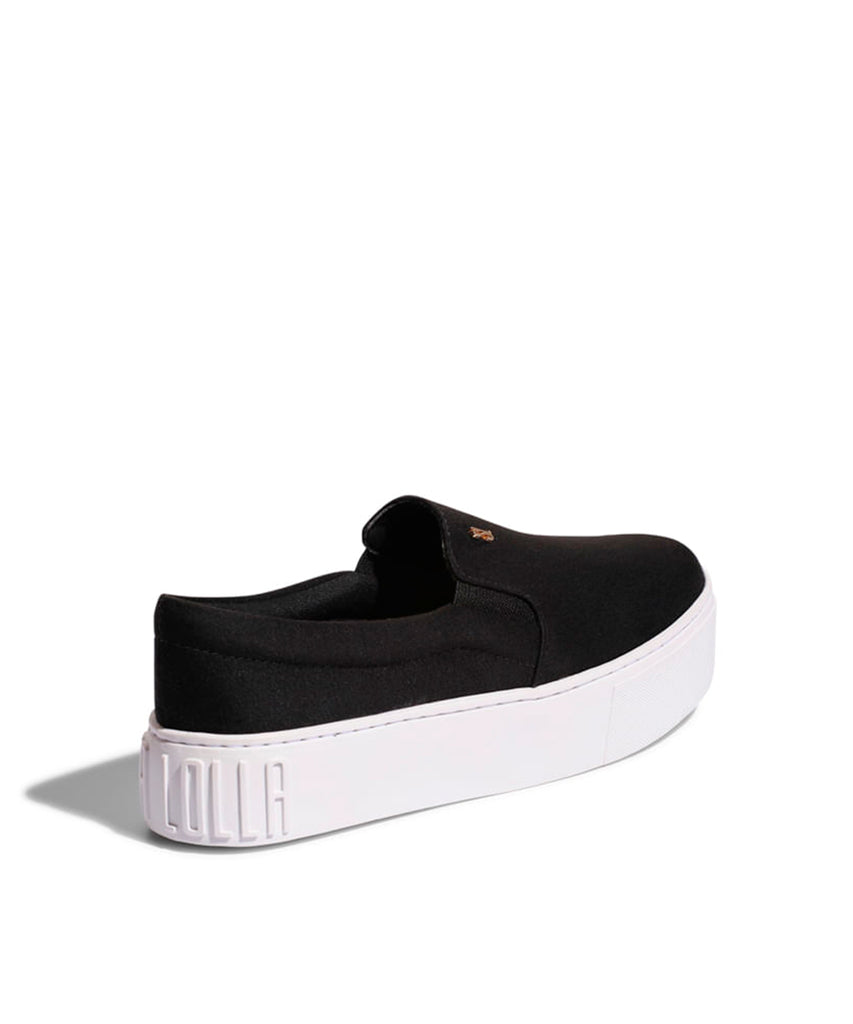 Slip On Santa Lolla Preto Suede Sola Alta