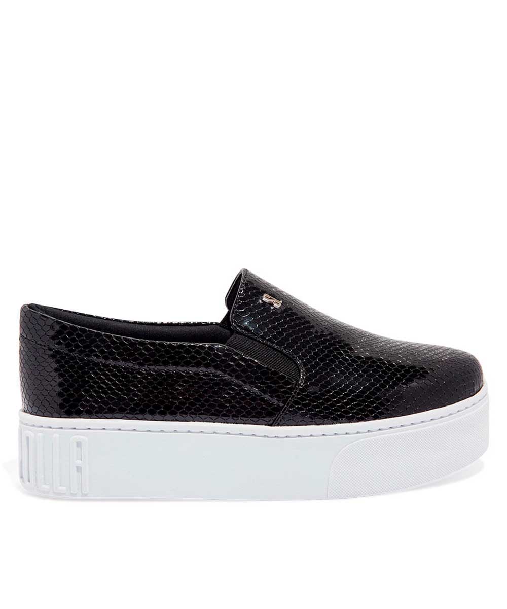Slip On Santa Lolla Preto Verniz Sola Alta
