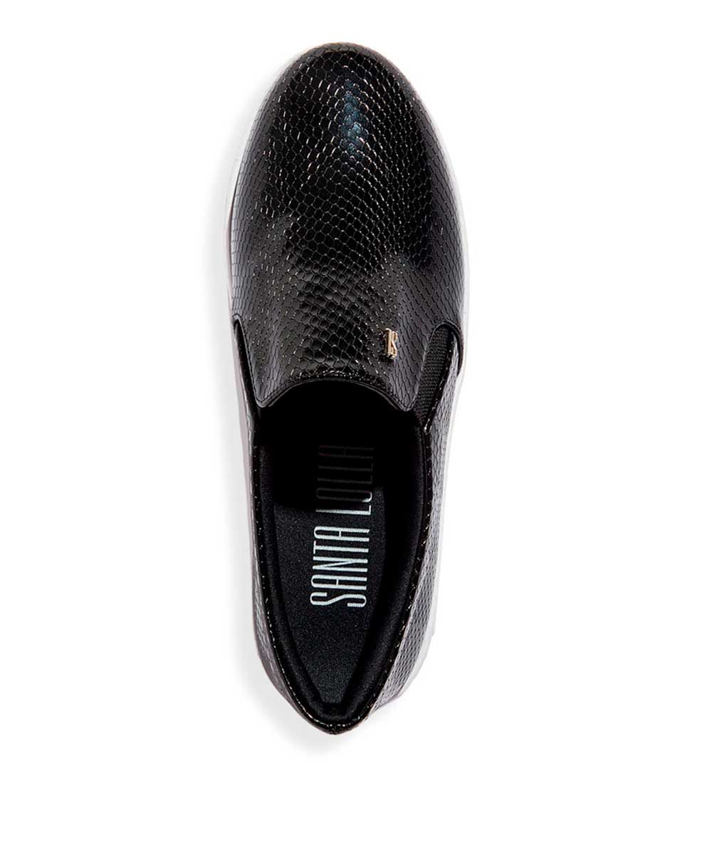 Slip On Santa Lolla Preto Verniz Sola Alta