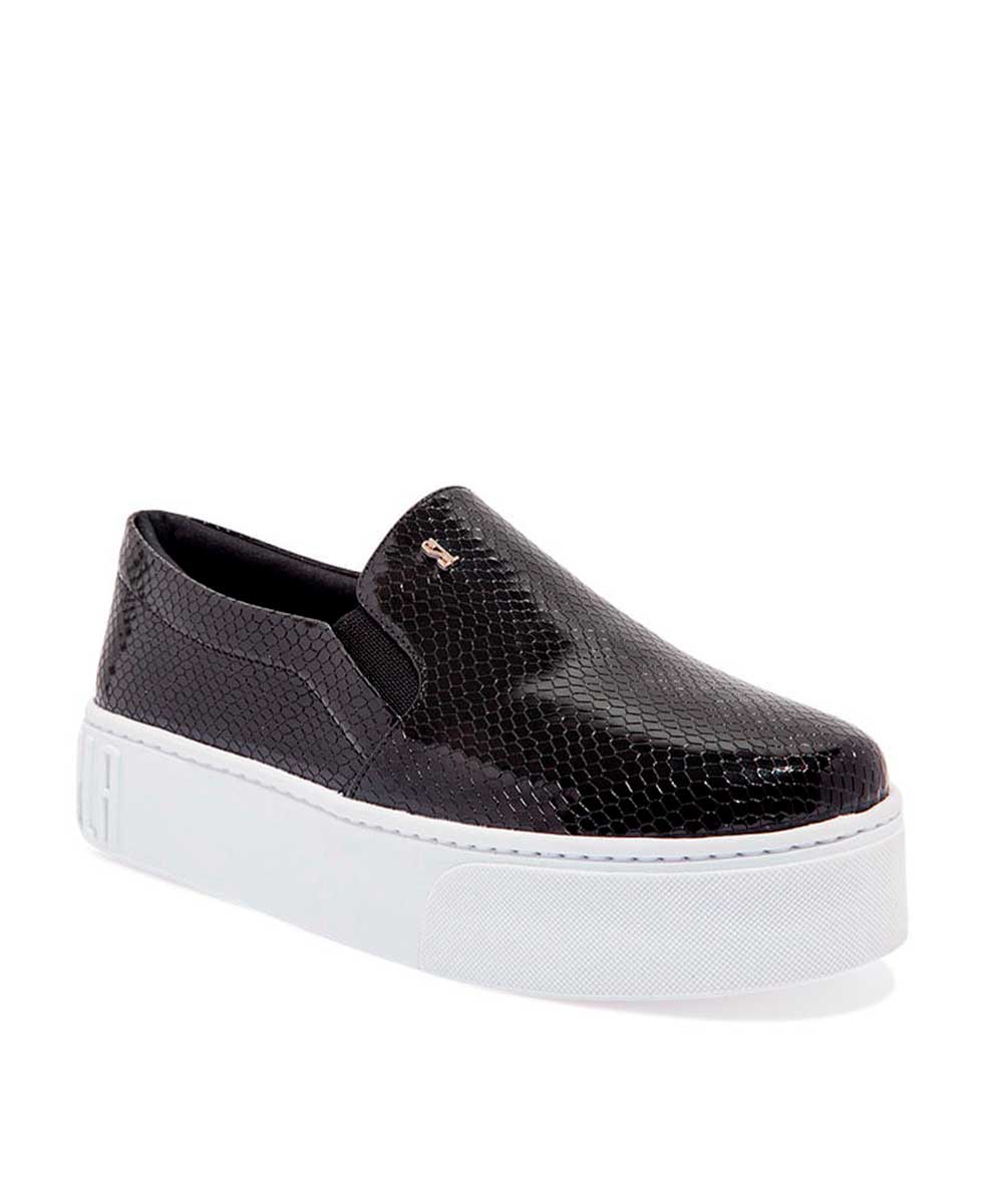 Slip On Santa Lolla Preto Verniz Sola Alta