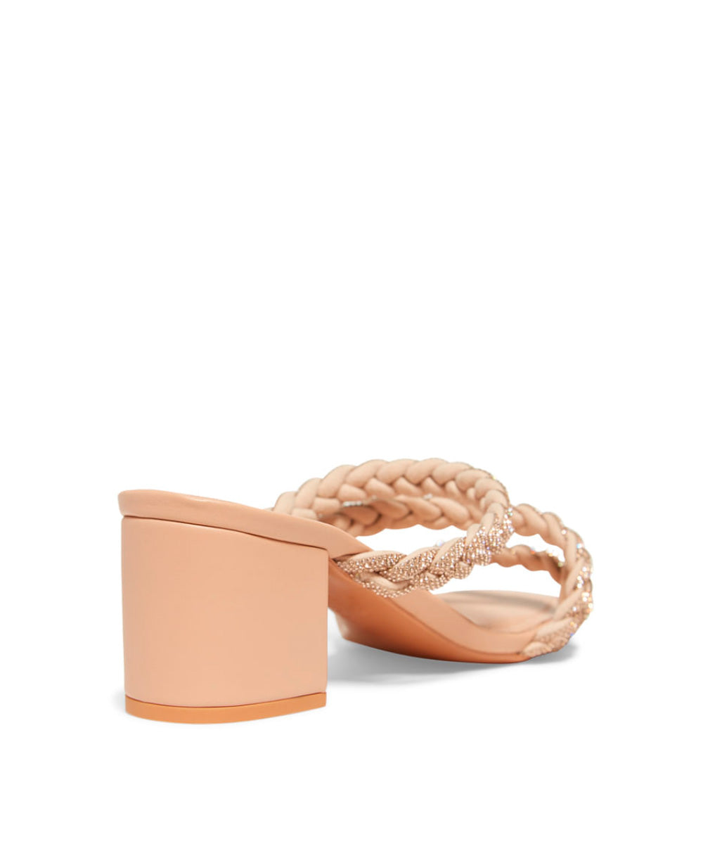 Tamanco Santa Lolla Nude Rose Salto Bloco Tiras Strass