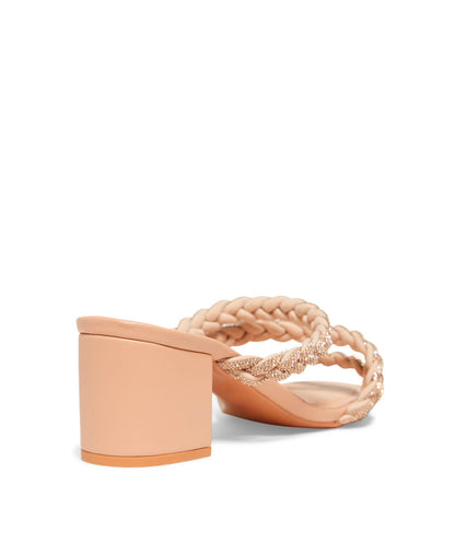 Tamanco Santa Lolla Nude Rose Salto Bloco Tiras Strass