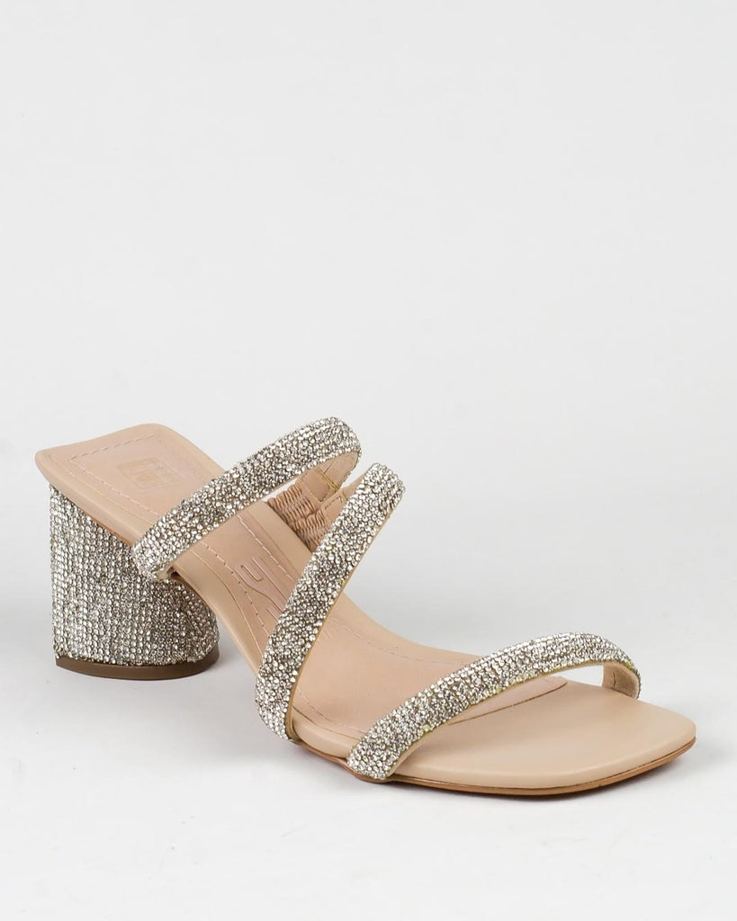 Tamanco Santa Lolla Nude Strass Salto Grosso Médio