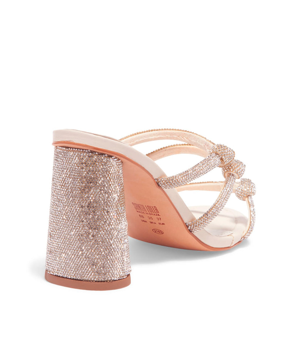 Tamanco Santa Lolla Off White Tiras Strass Nó