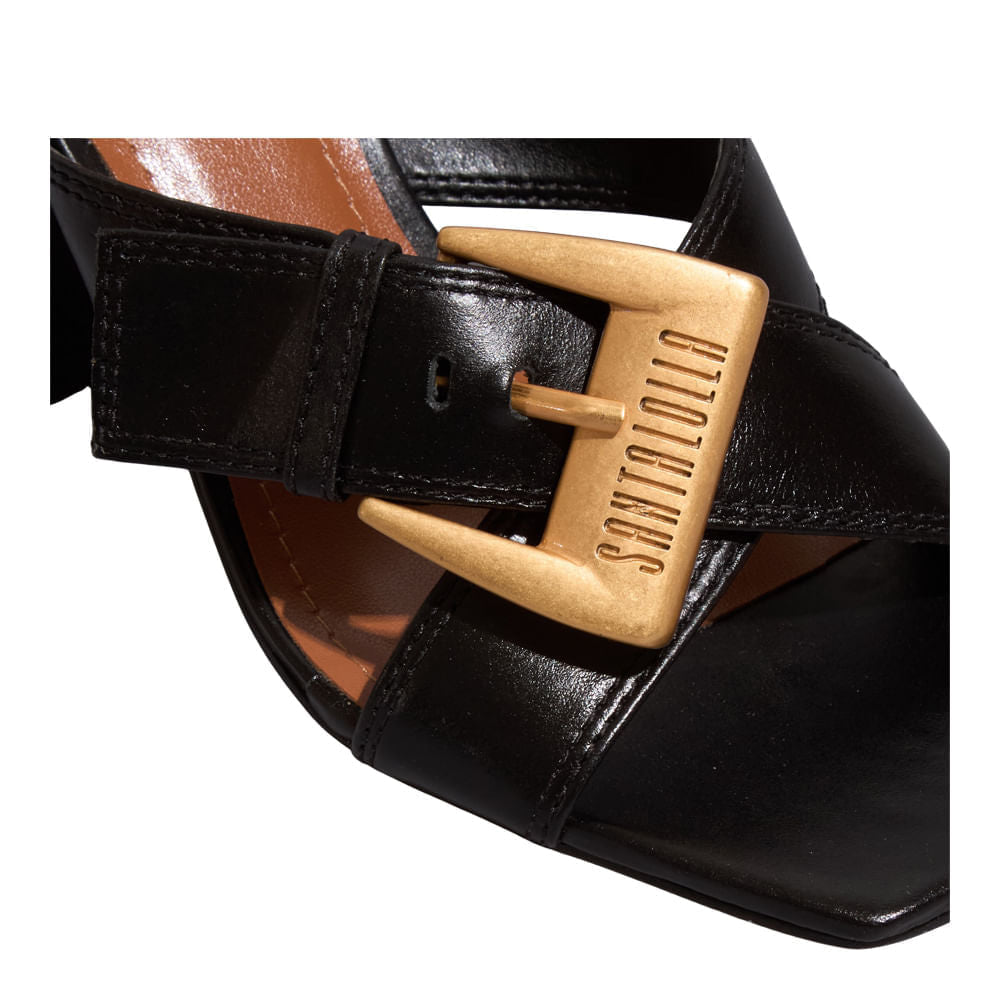 Tamanco Santa Lolla Preto Fivela Salto Bloco