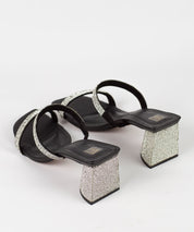 Tamanco Santa Lolla Preto Strass Salto Grosso