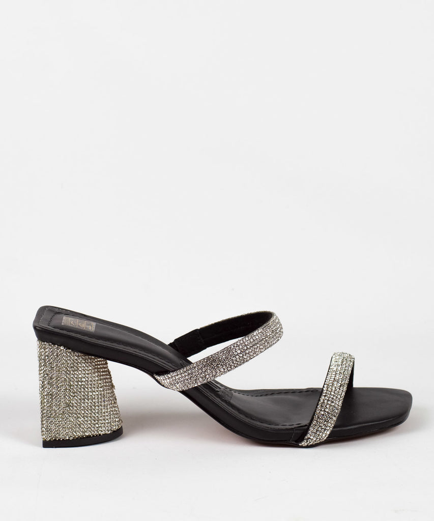 Tamanco Santa Lolla Preto Strass Salto Grosso