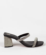 Tamanco Santa Lolla Preto Strass Salto Grosso