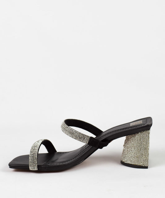 Tamanco Santa Lolla Preto Strass Salto Grosso