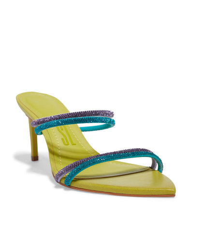 Tamanco Santa Lolla Verde Oliva Brilho Strass