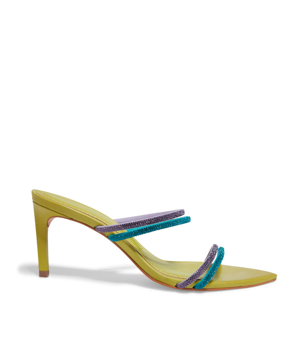 Tamanco Santa Lolla Verde Oliva Brilho Strass