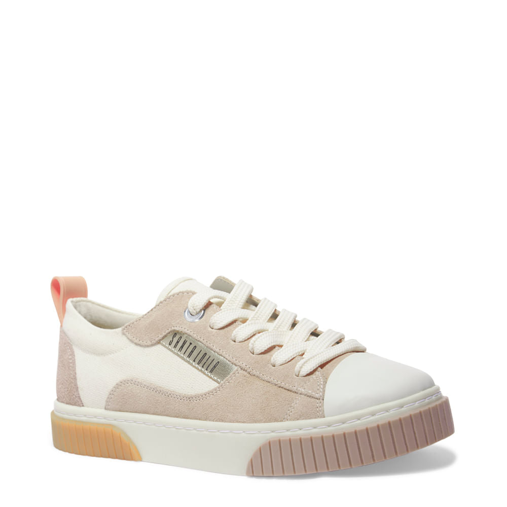 Tênis Santa Lolla Bege Couro Flat