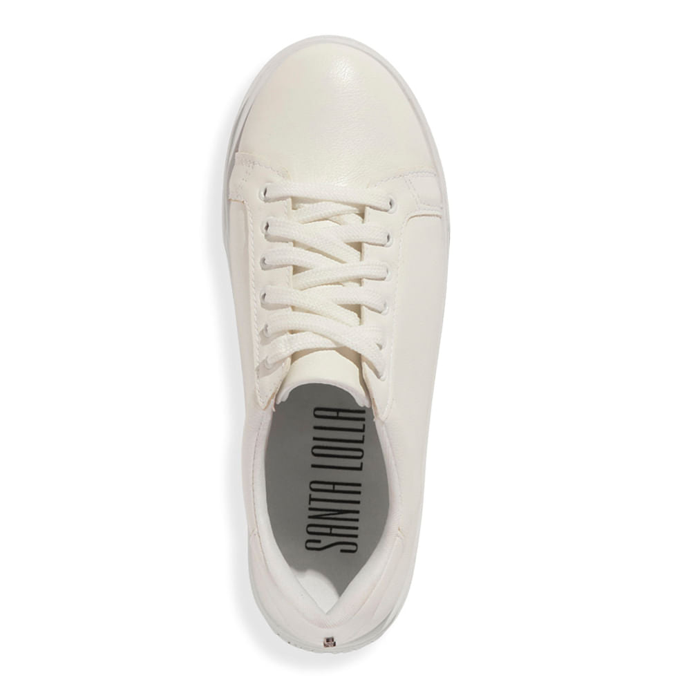 Tênis Santa Lolla Branco Liso Casual Cadarço