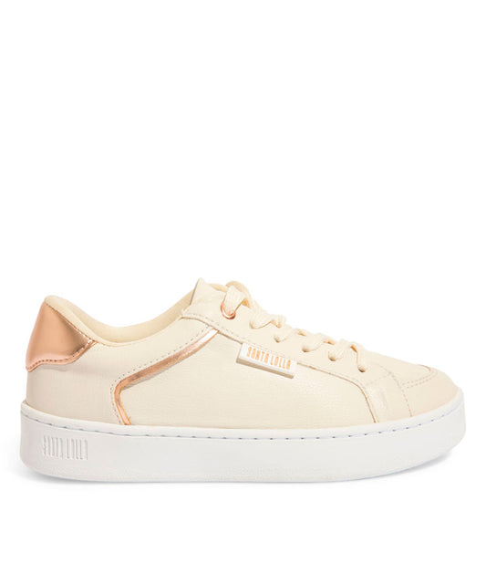 Tênis Santa Lolla Creme Dourado Sola Baixa