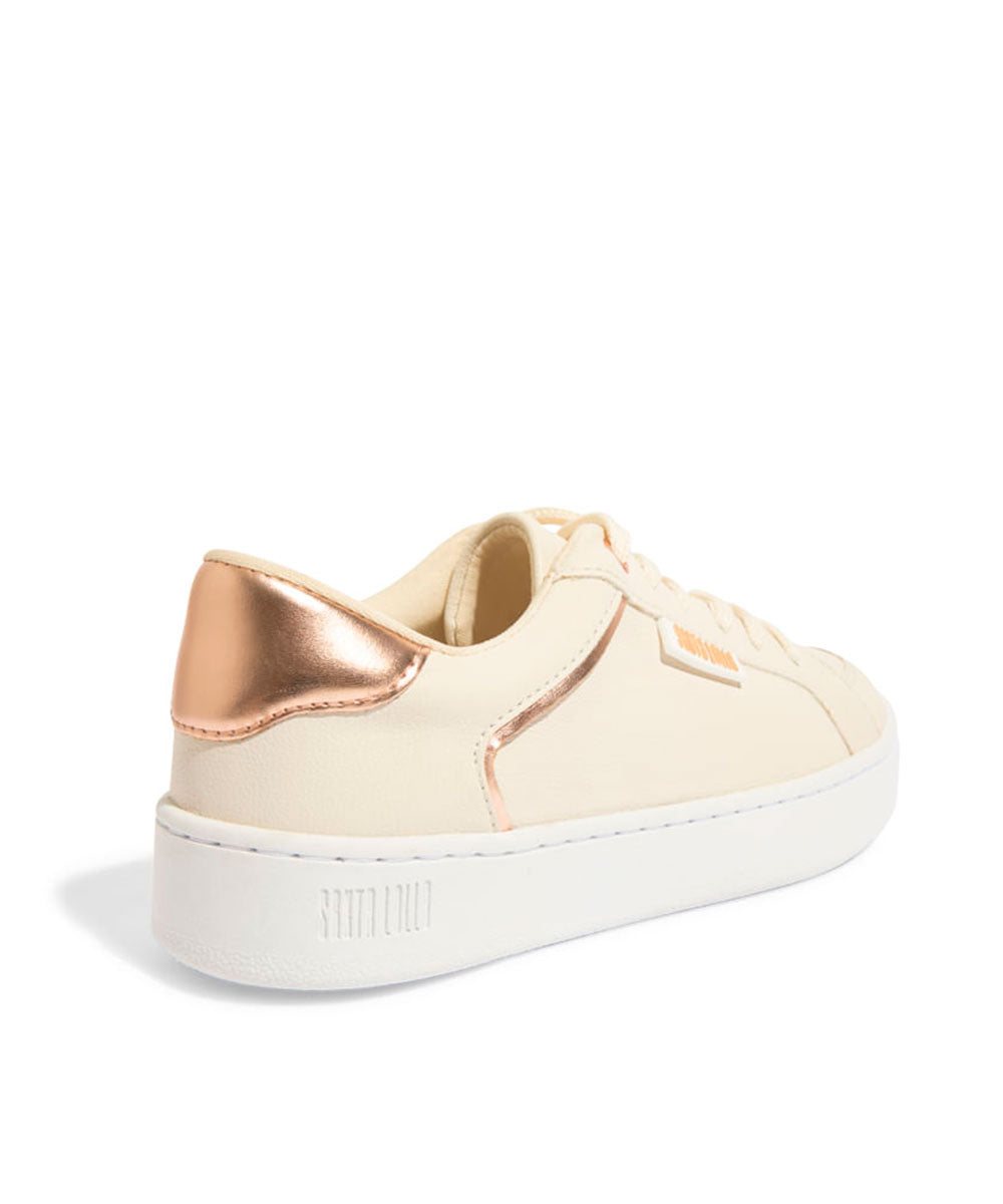 Tênis Santa Lolla Creme Dourado Sola Baixa