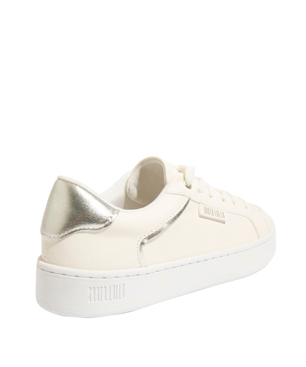 Tênis Santa Lolla Flat Floater Off White e Prata