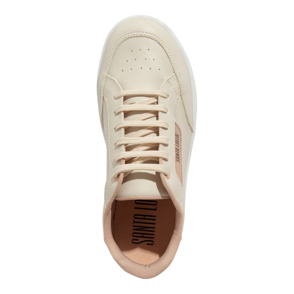 Tênis Santa Lolla Off White Detalhes Rosa