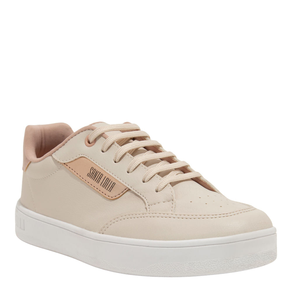 Tênis Santa Lolla Off White Detalhes Rosa