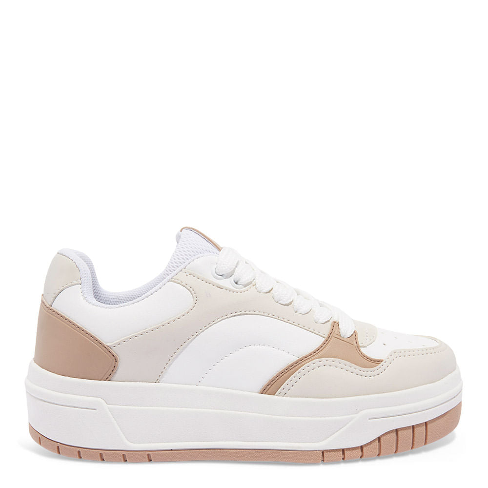 Tênis Sneaker Santa Lolla Branco E Bege Recortes