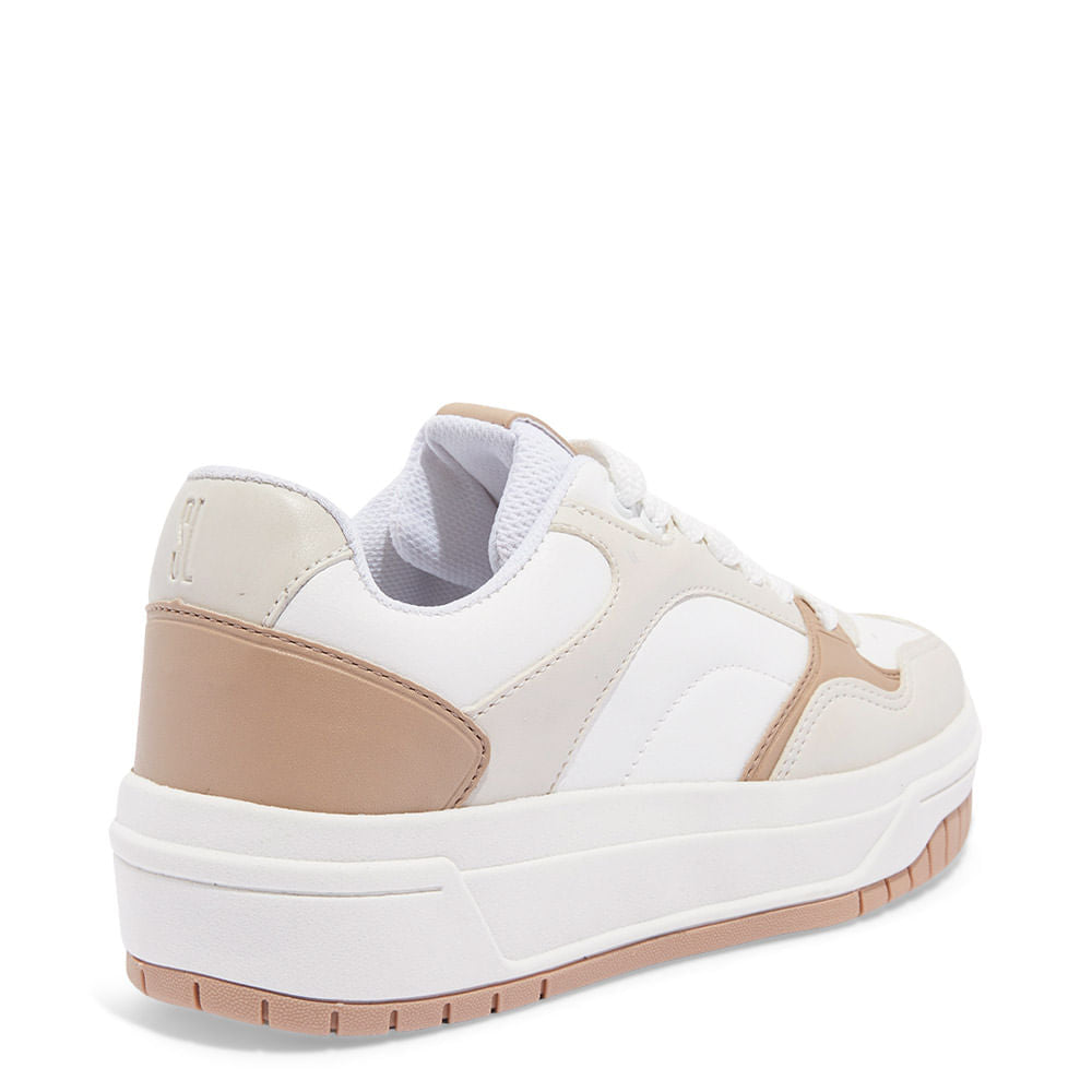 Tênis Sneaker Santa Lolla Branco E Bege Recortes