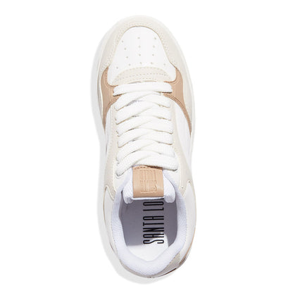 Tênis Sneaker Santa Lolla Branco E Bege Recortes