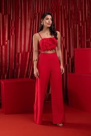 Top Cropped Com Flor Vermelho Frysaide
