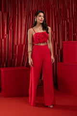 Top Cropped Com Flor Vermelho Frysaide