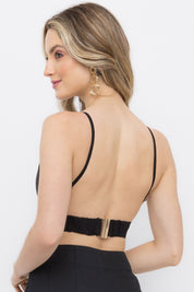 Top Cropped Fivela Dourada Preto Frysaide