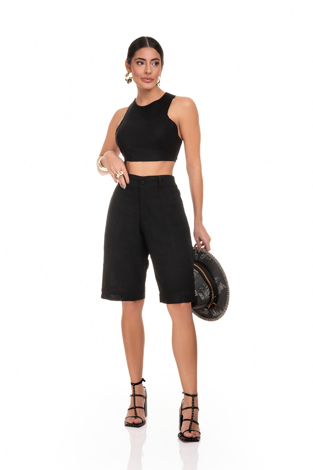 Top Cropped Frysaide Preto Amarração