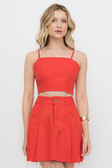 Top Cropped Jeans Vermelho Frysaide