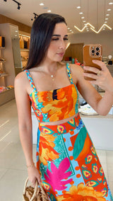 Top Cropped Linho Estampado Frysaide