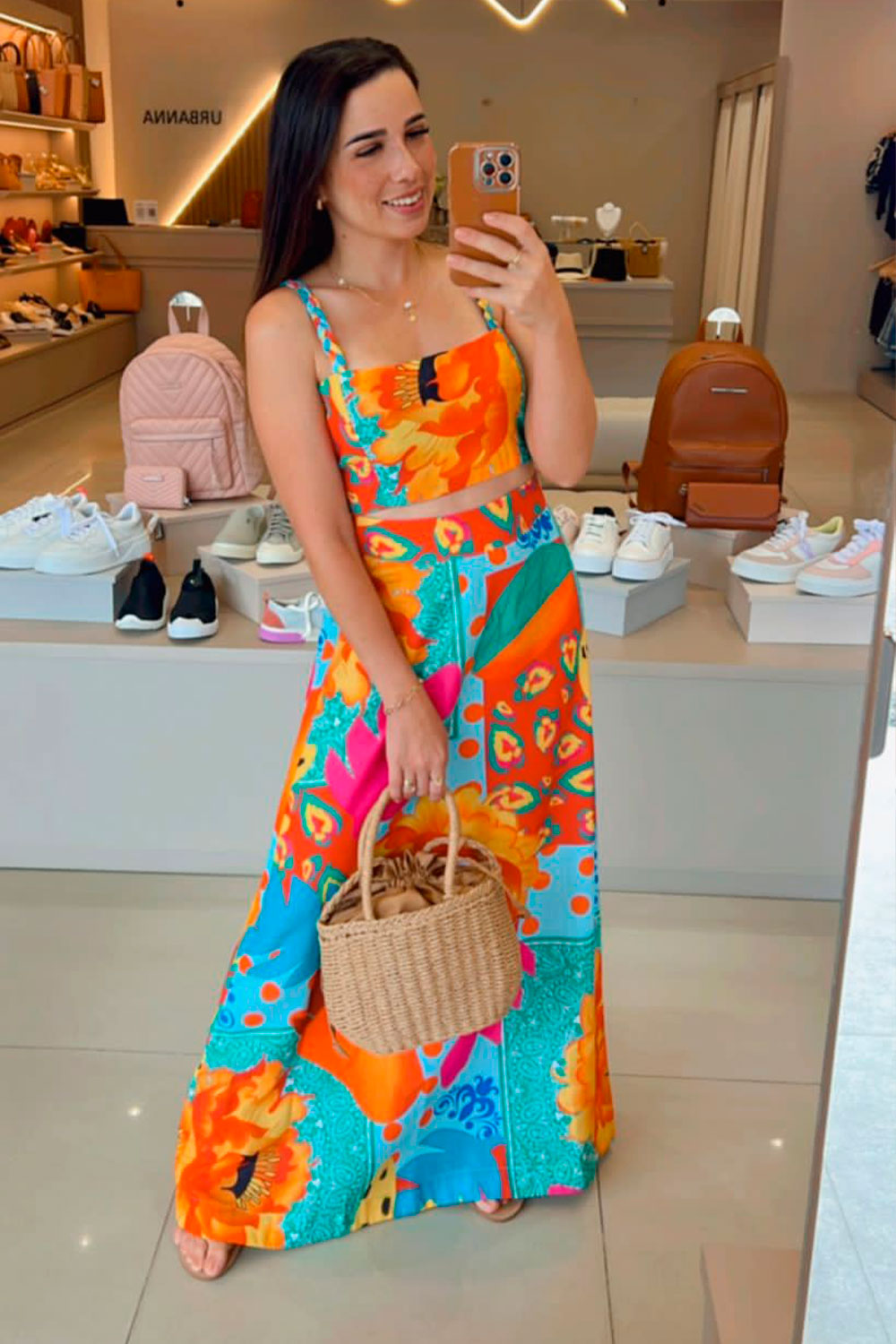 Top Cropped Linho Estampado Frysaide