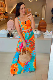 Top Cropped Linho Estampado Frysaide