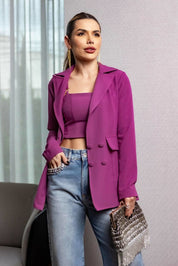 Top Cropped Magenta Recortes Frysaide