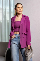 Top Cropped Magenta Recortes Frysaide
