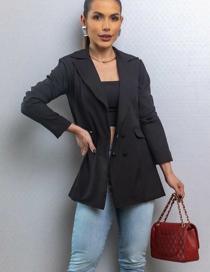 Top Cropped Preto Recortes Frysaide