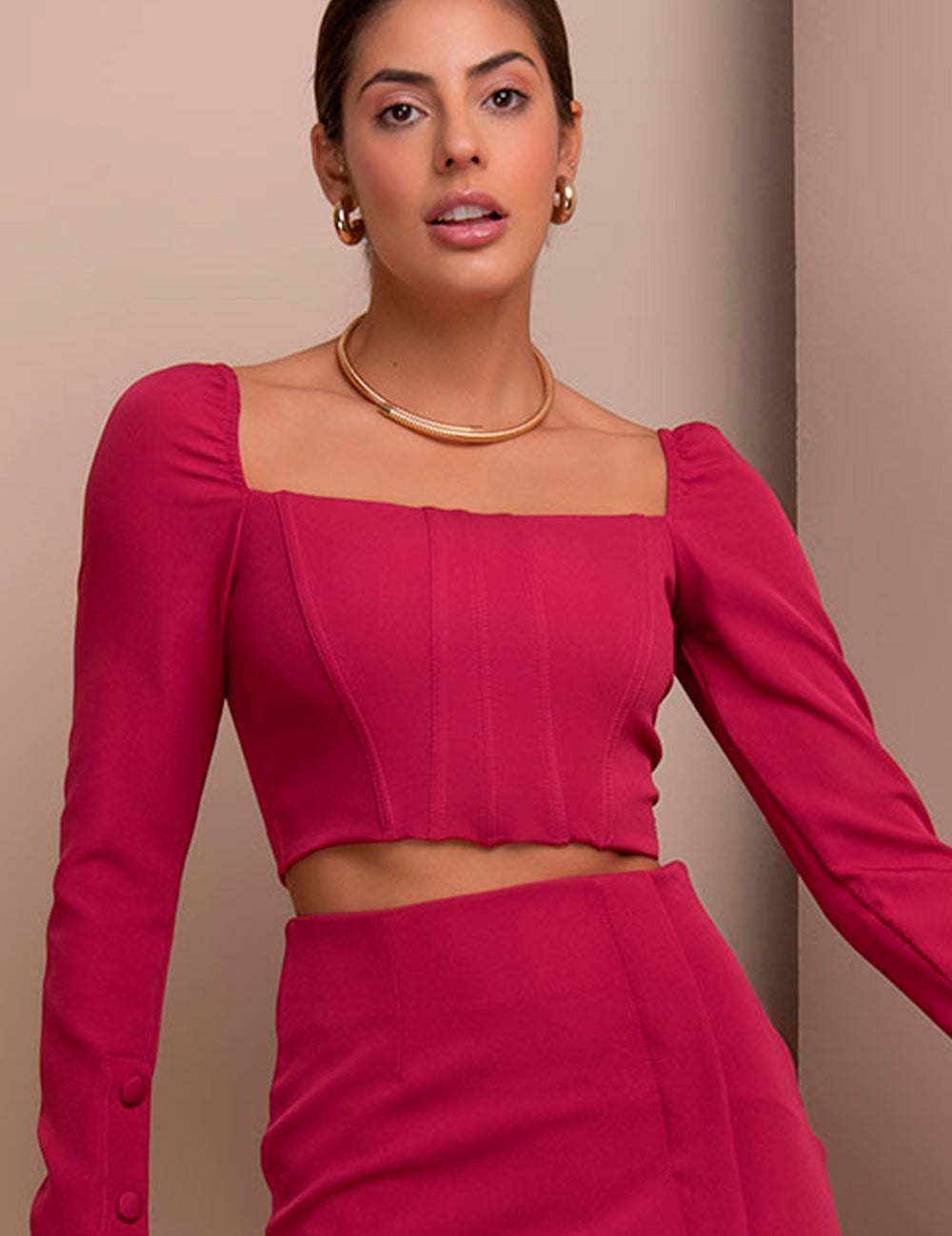 Top Cropped Rosa Barbatanas Manga Longa Frysaide-7531.FRAMBOESA-URBANNA