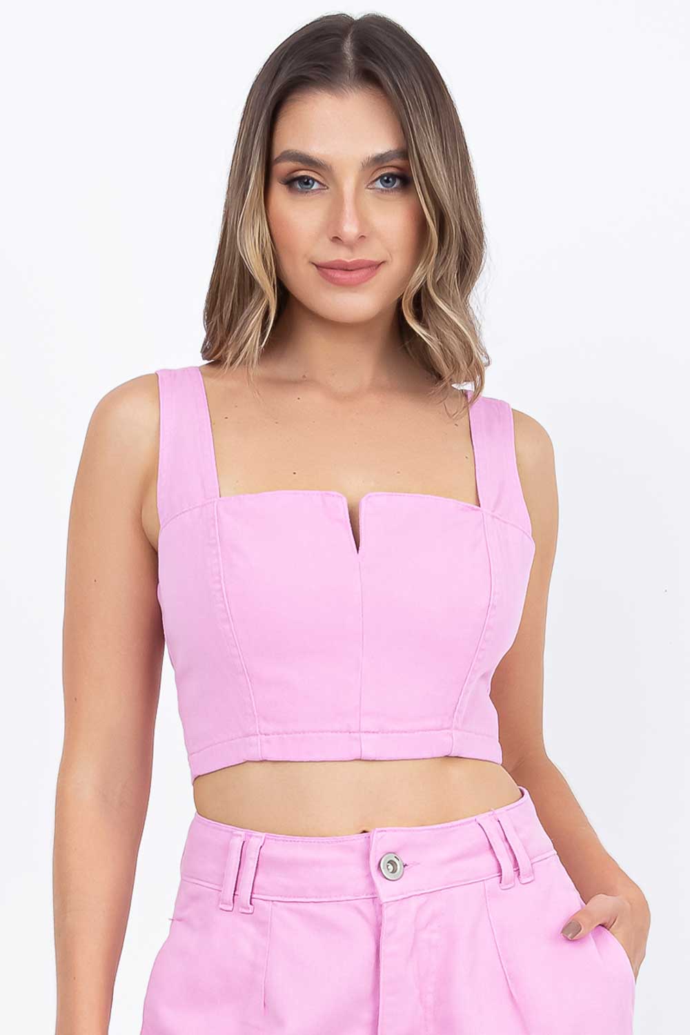 Top Cropped Rosa Frysaide