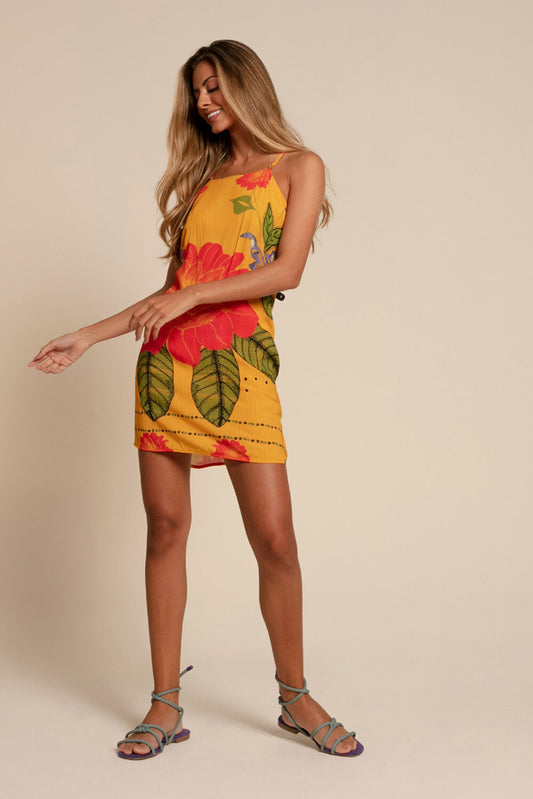 Vestido Curto Colorido Floral Flô Maria
