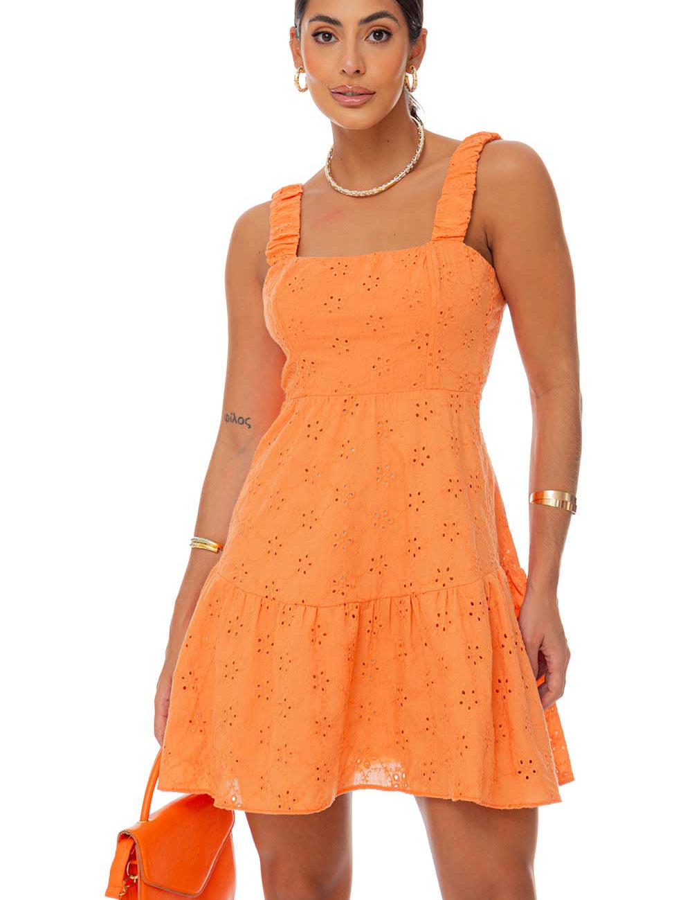 Vestido Curto Laranja Laise Frysaide