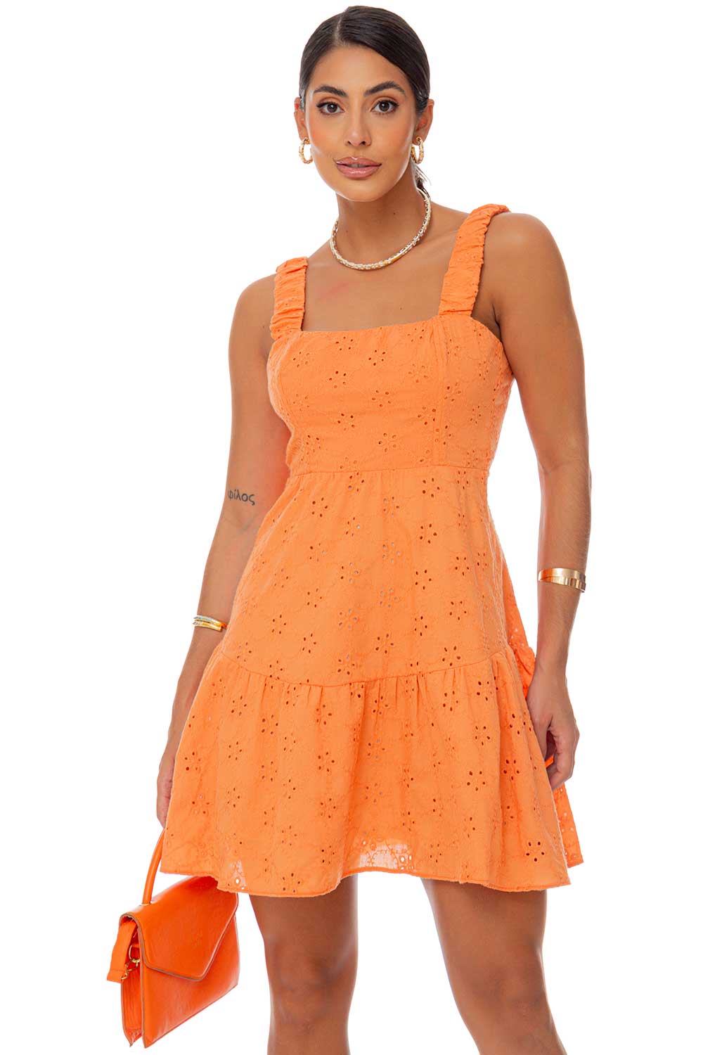Vestido Curto Laranja Laise Frysaide