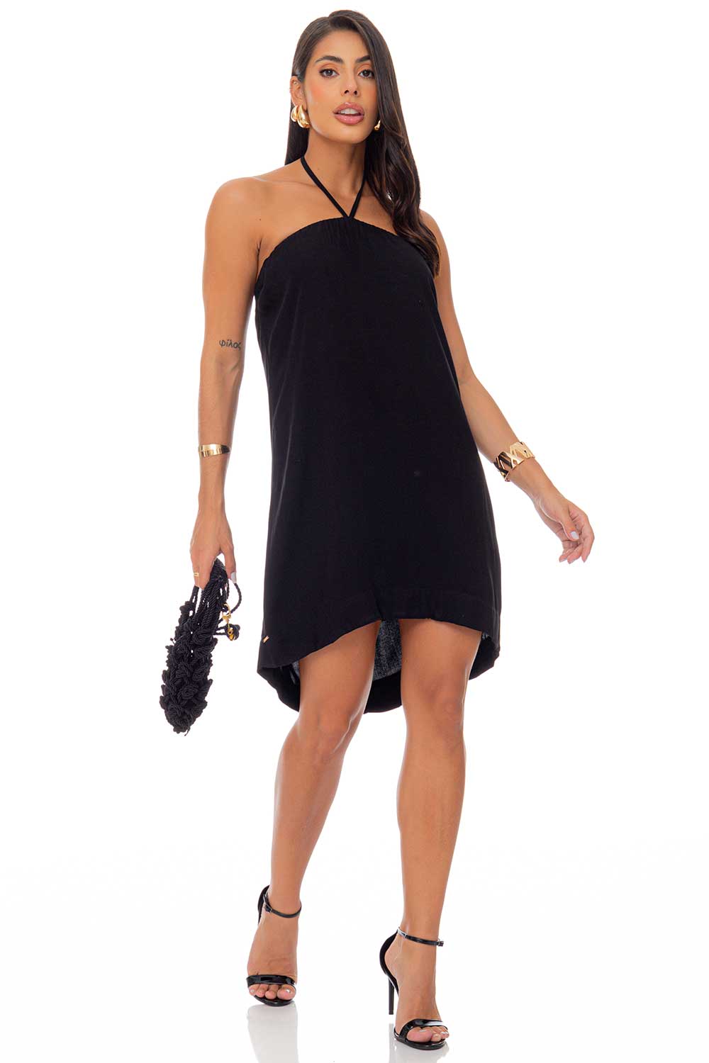 Vestido Curto Preto Abertura Frysaide