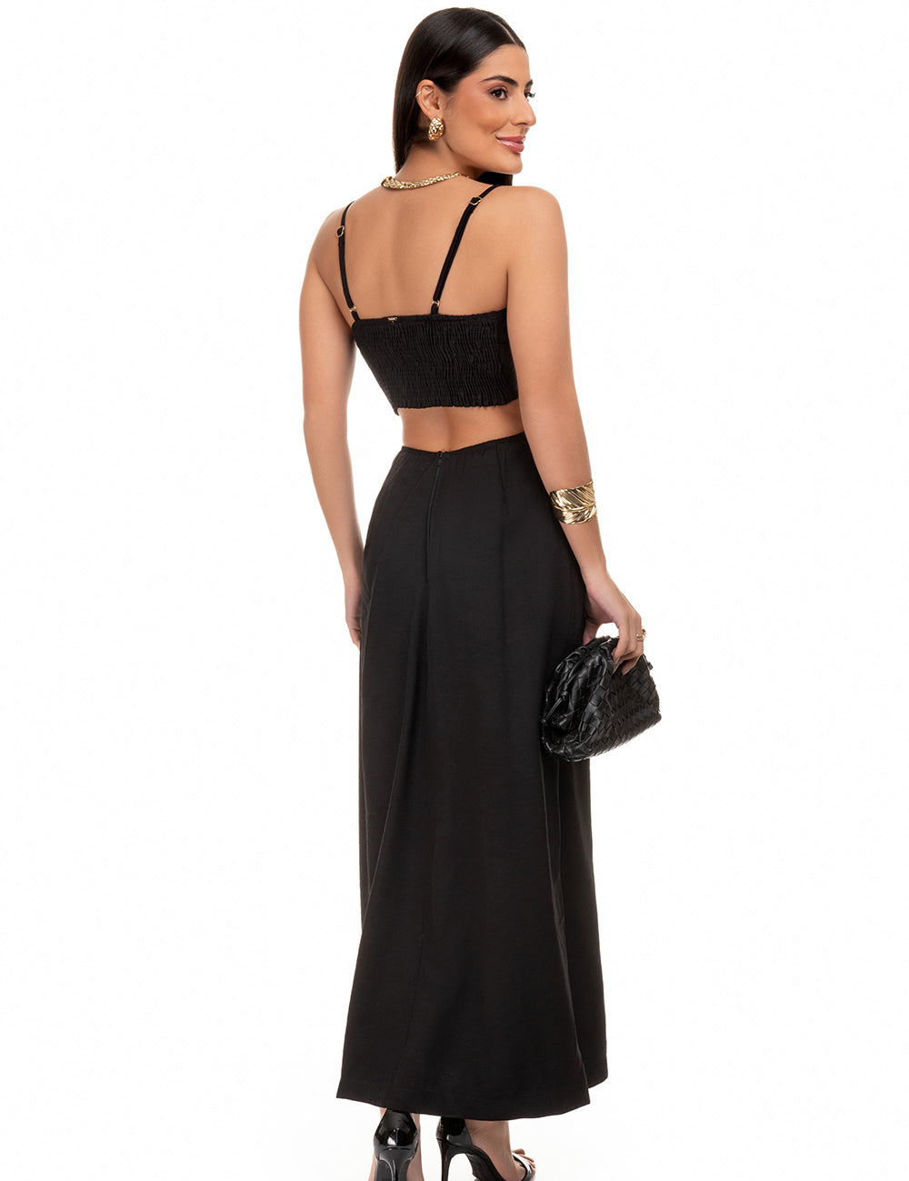 Vestido De Alfaiataria Com Abertura Frontal Preto Frysaide