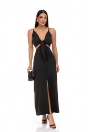 Vestido De Alfaiataria Com Abertura Frontal Preto Frysaide
