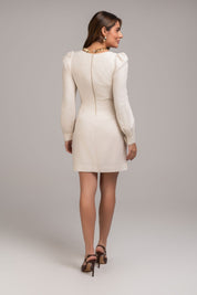Vestido De Linho Com Recortes Linho Natural Frysaide