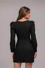 Vestido De Linho Com Recortes Preto Frysaide